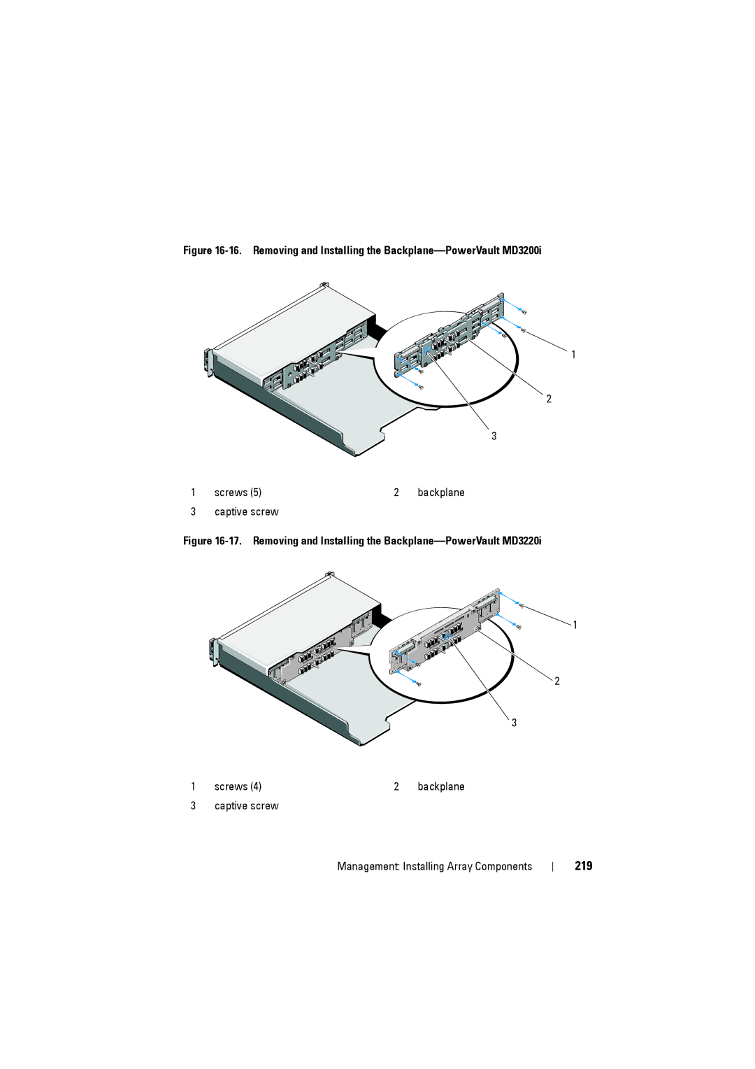 Dell Removing and Installing the Backplane-PowerVault MD3200i, Removing and Installing the Backplane-PowerVault MD3220i 