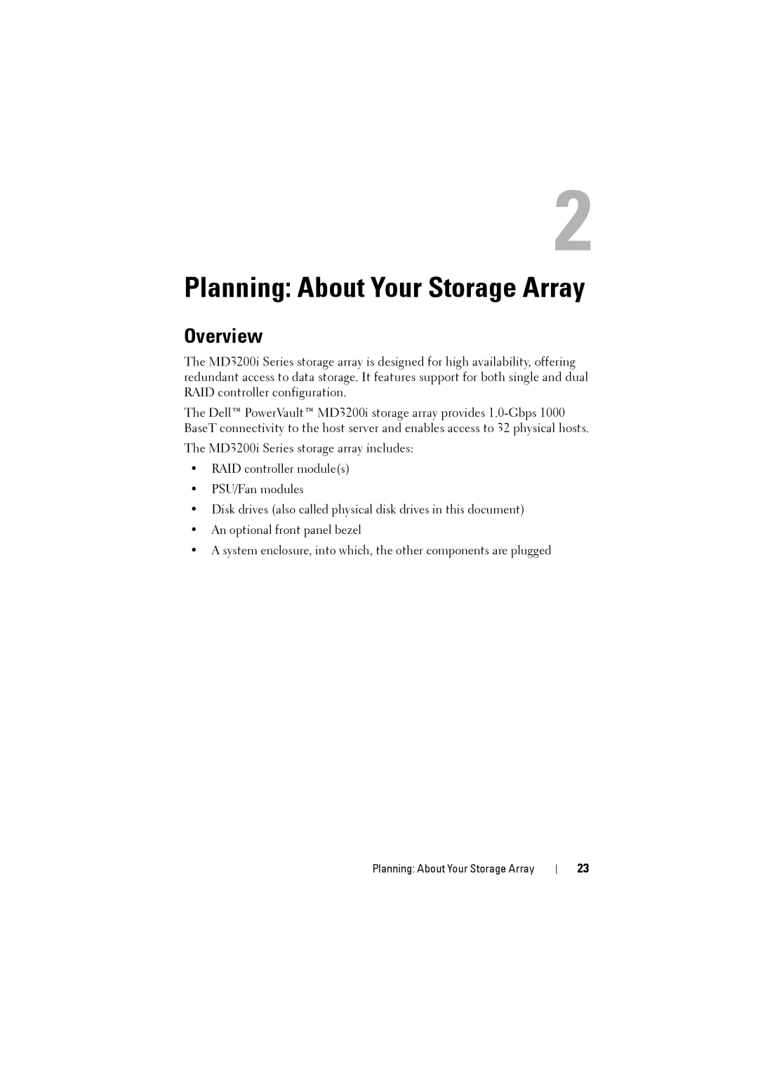 Dell MD3200i, MD3220i owner manual Planning About Your Storage Array, Overview 