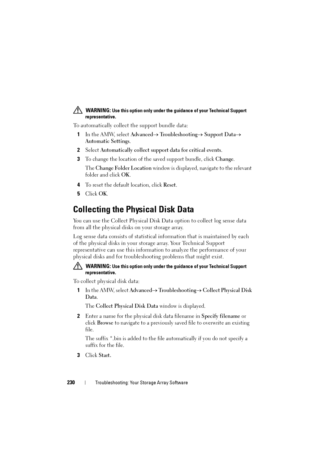 Dell MD3220i, MD3200i owner manual Collecting the Physical Disk Data, 230 