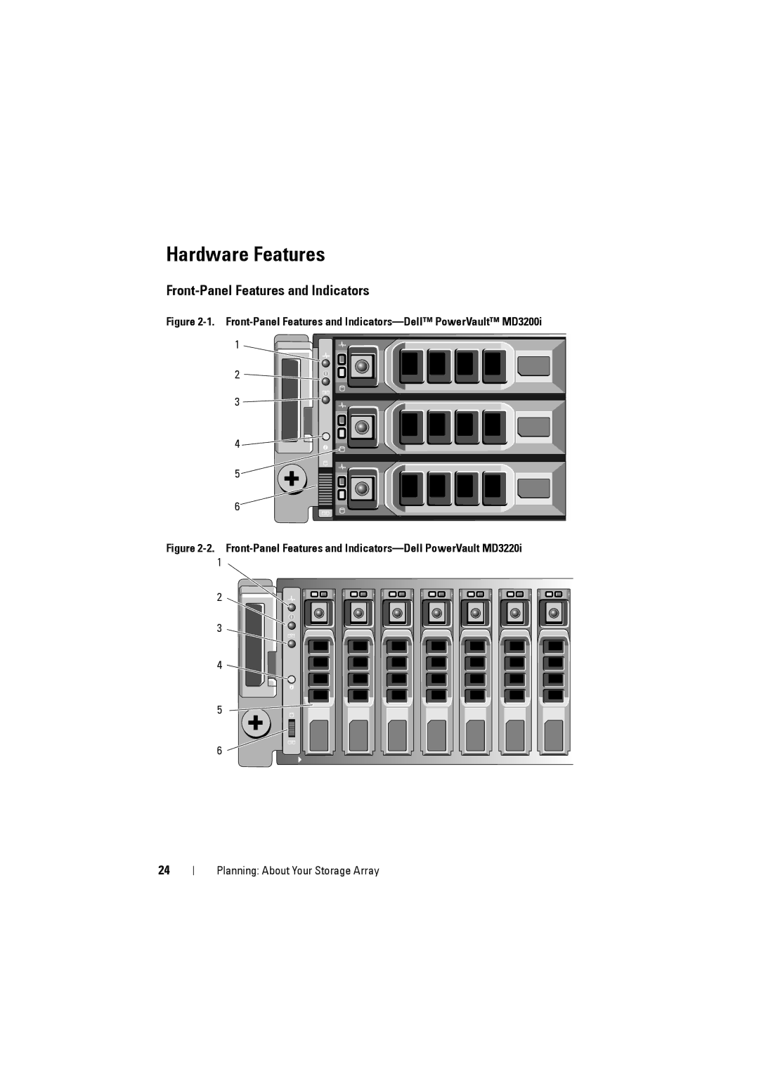 Dell MD3220i, MD3200i owner manual Hardware Features, Front-Panel Features and Indicators 