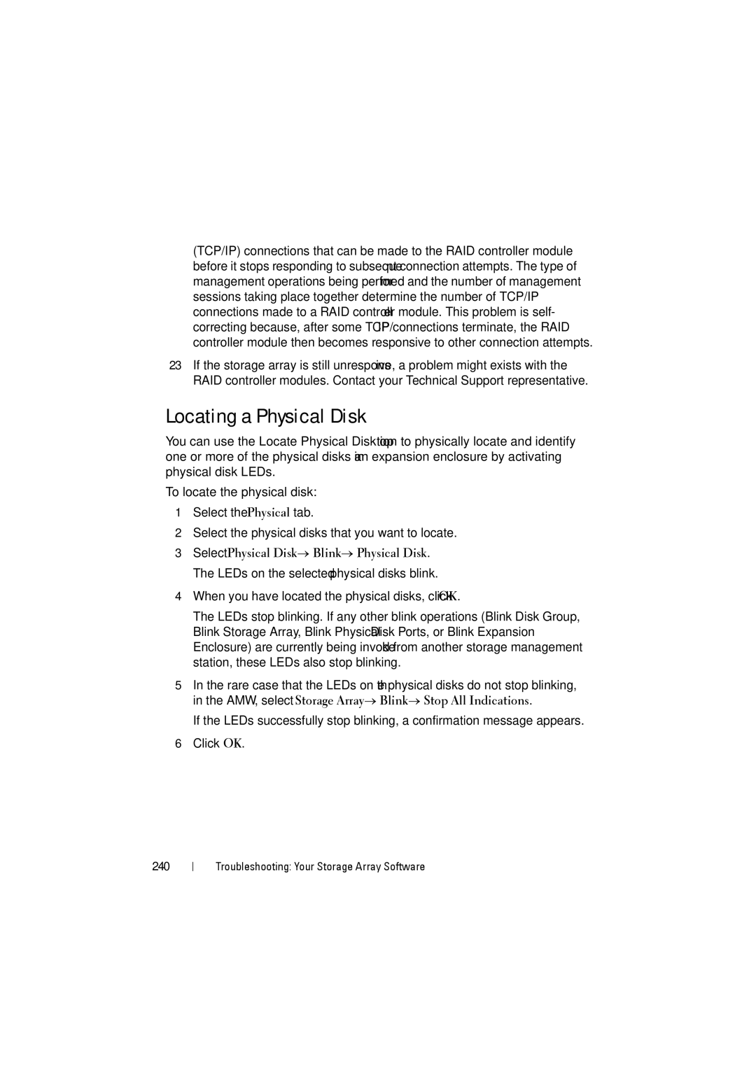 Dell MD3220i, MD3200i owner manual Locating a Physical Disk, 240 