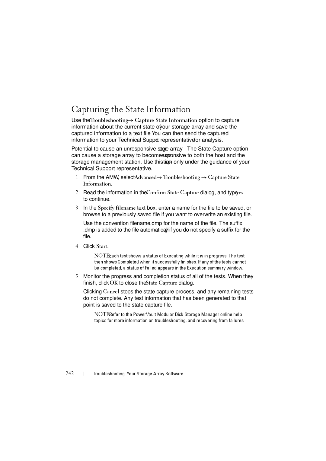 Dell MD3220i, MD3200i owner manual Capturing the State Information, 242 