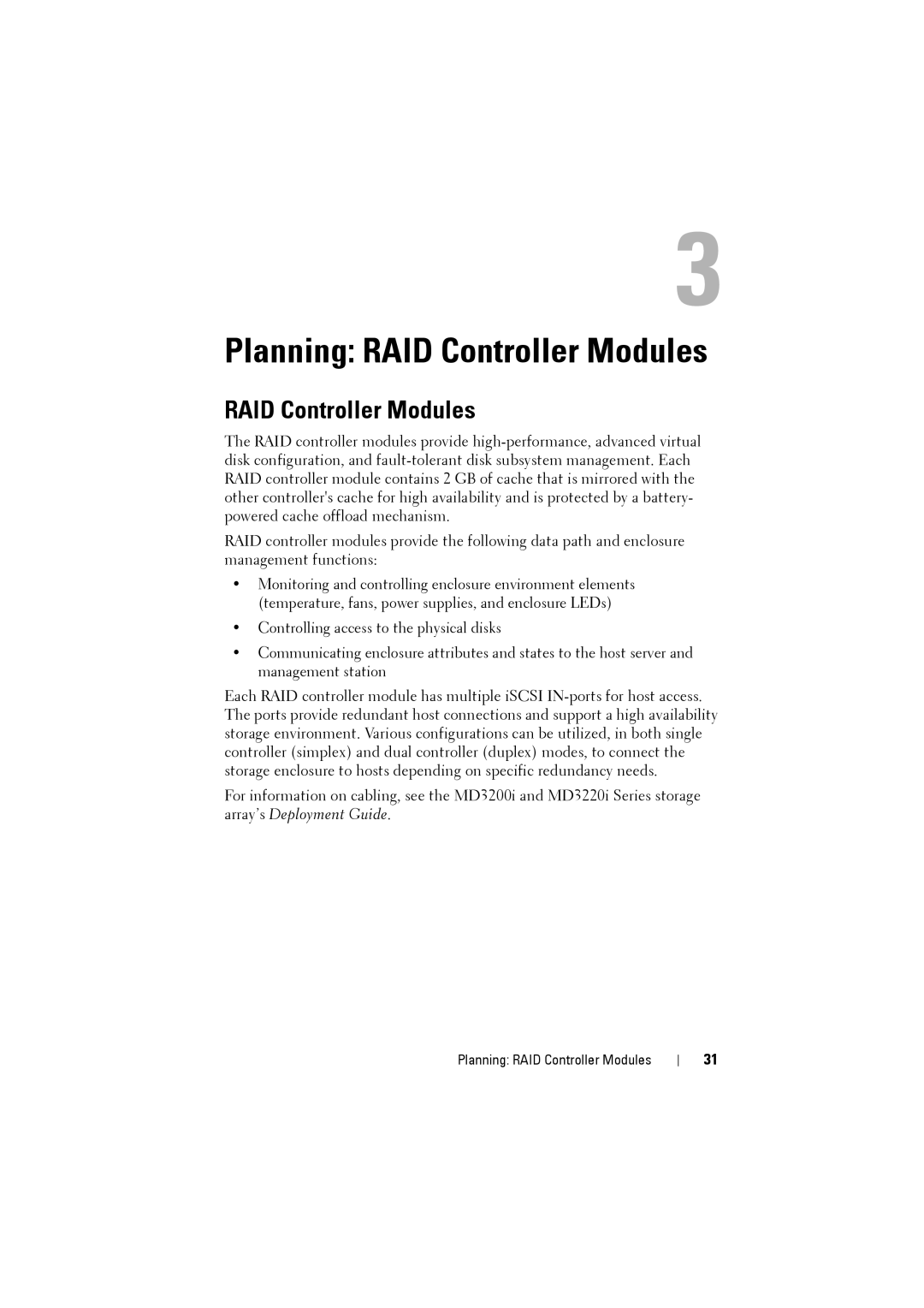 Dell MD3200i, MD3220i owner manual Planning RAID Controller Modules 