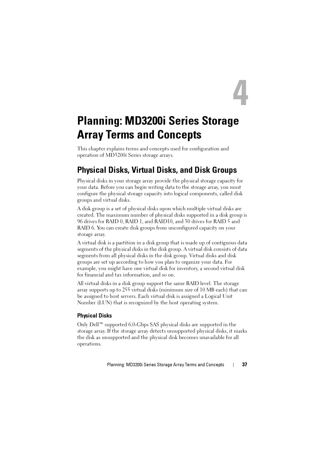 Dell MD3200i, MD3220i owner manual Physical Disks, Virtual Disks, and Disk Groups 