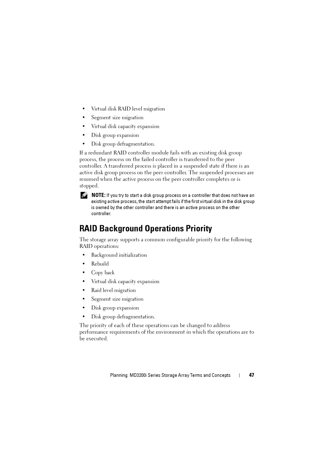 Dell MD3200i, MD3220i owner manual RAID Background Operations Priority 