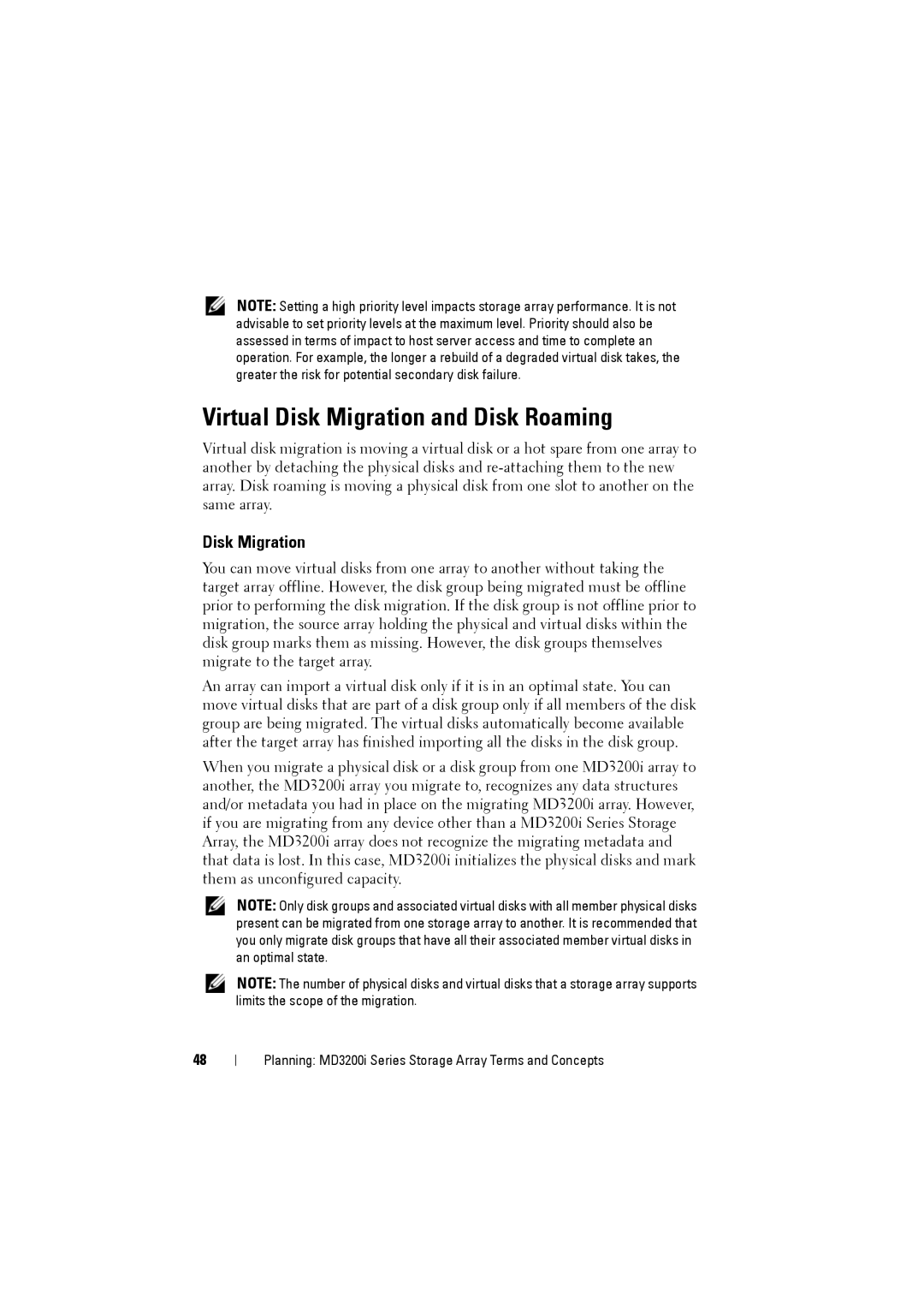 Dell MD3220i, MD3200i owner manual Virtual Disk Migration and Disk Roaming 