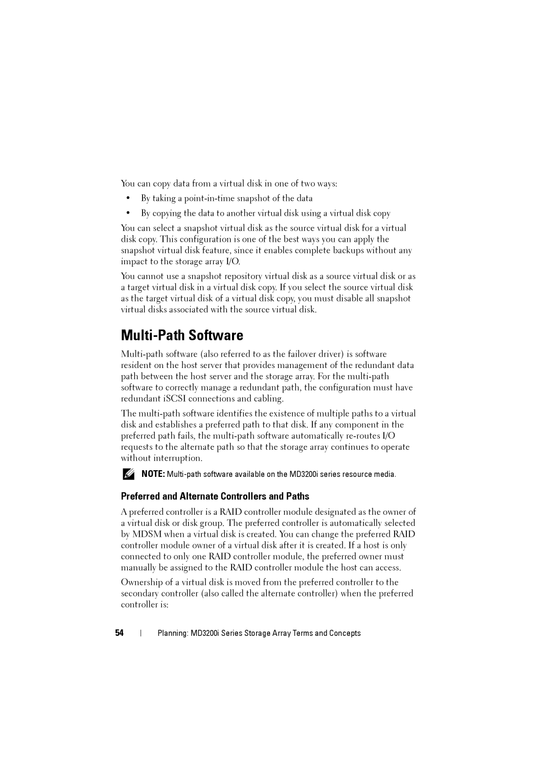 Dell MD3220i, MD3200i owner manual Multi-Path Software, Preferred and Alternate Controllers and Paths 