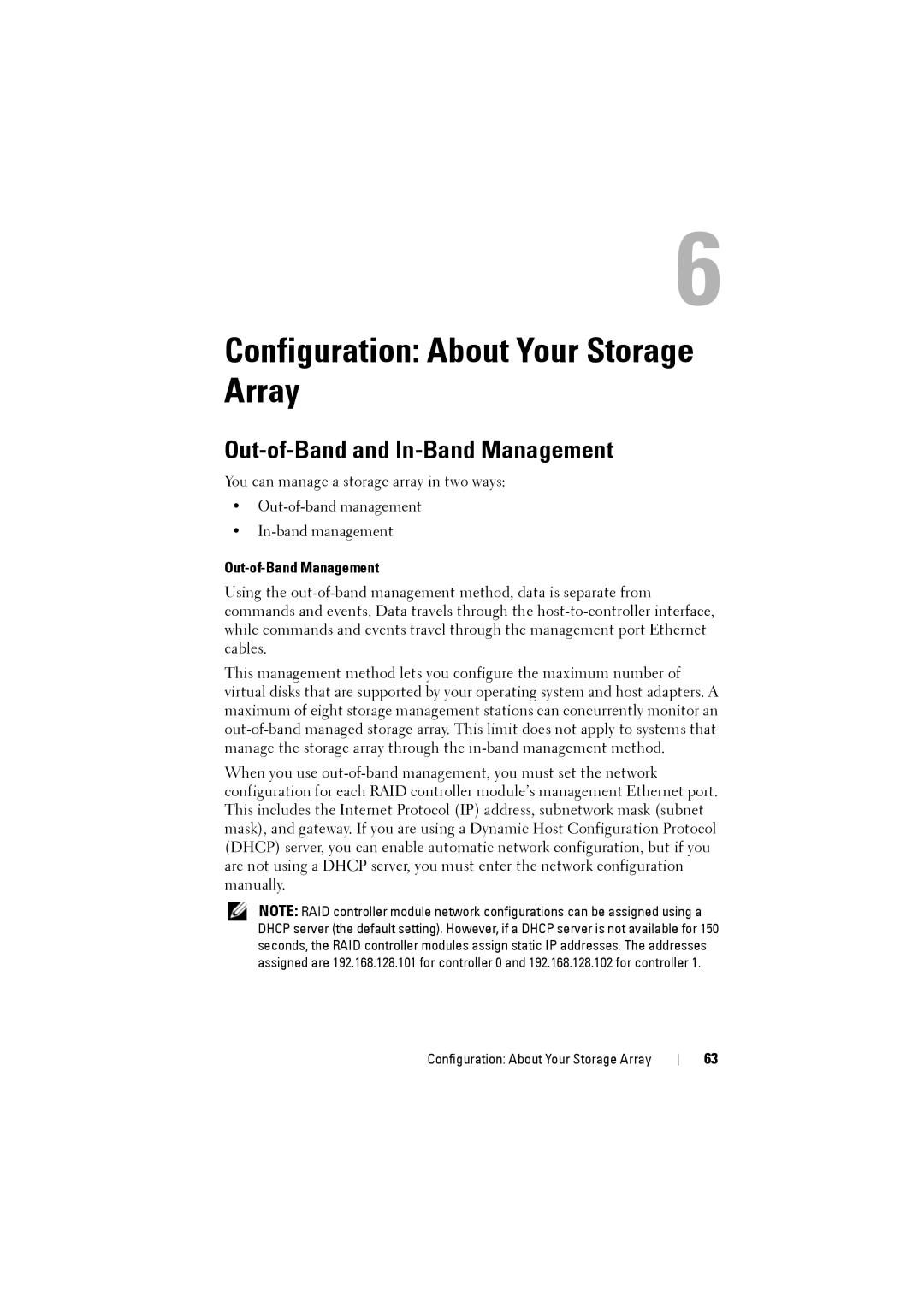 Dell MD3200i, MD3220i Configuration About Your Storage Array, Out-of-Band and In-Band Management, Out-of-Band Management 