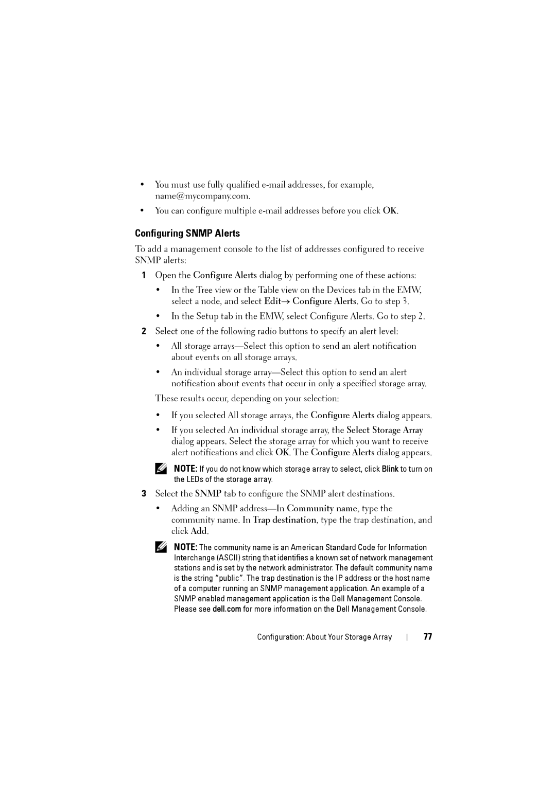 Dell MD3200i, MD3220i owner manual Configuring Snmp Alerts 