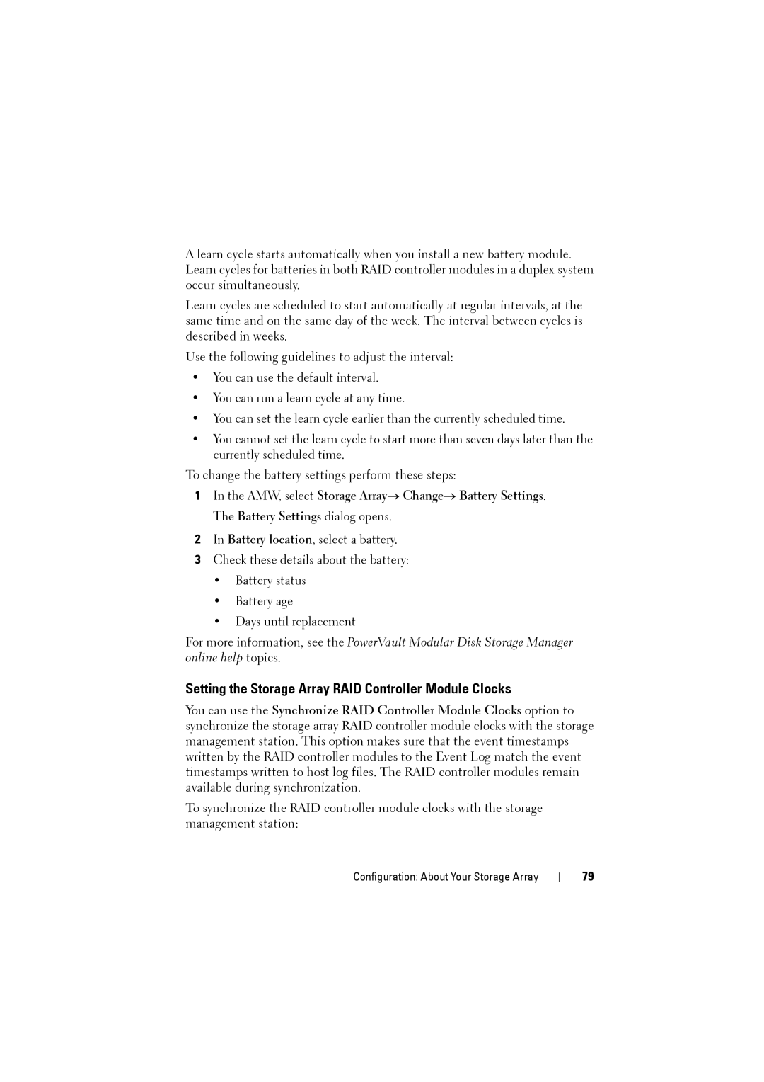 Dell MD3200i, MD3220i owner manual Setting the Storage Array RAID Controller Module Clocks 