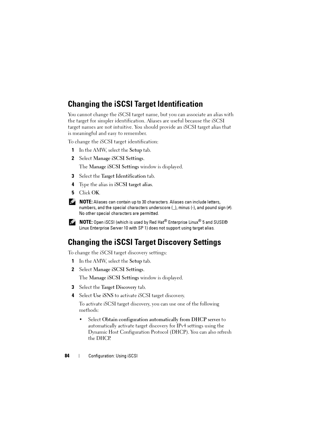 Dell MD3220i, MD3200i owner manual Changing the iSCSI Target Identification, Changing the iSCSI Target Discovery Settings 