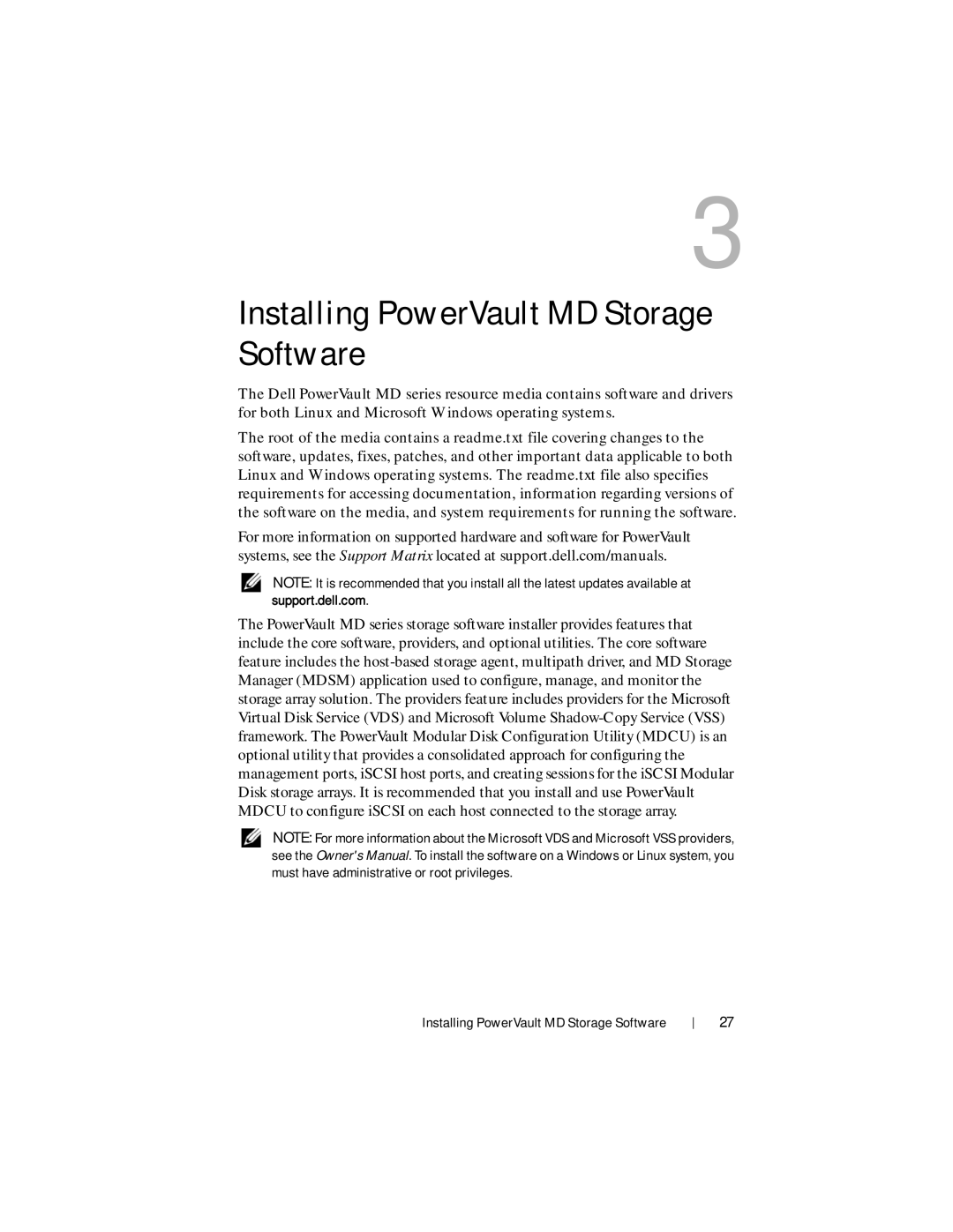 Dell MD3200i, MD3220i manual Installing PowerVault MD Storage Software 