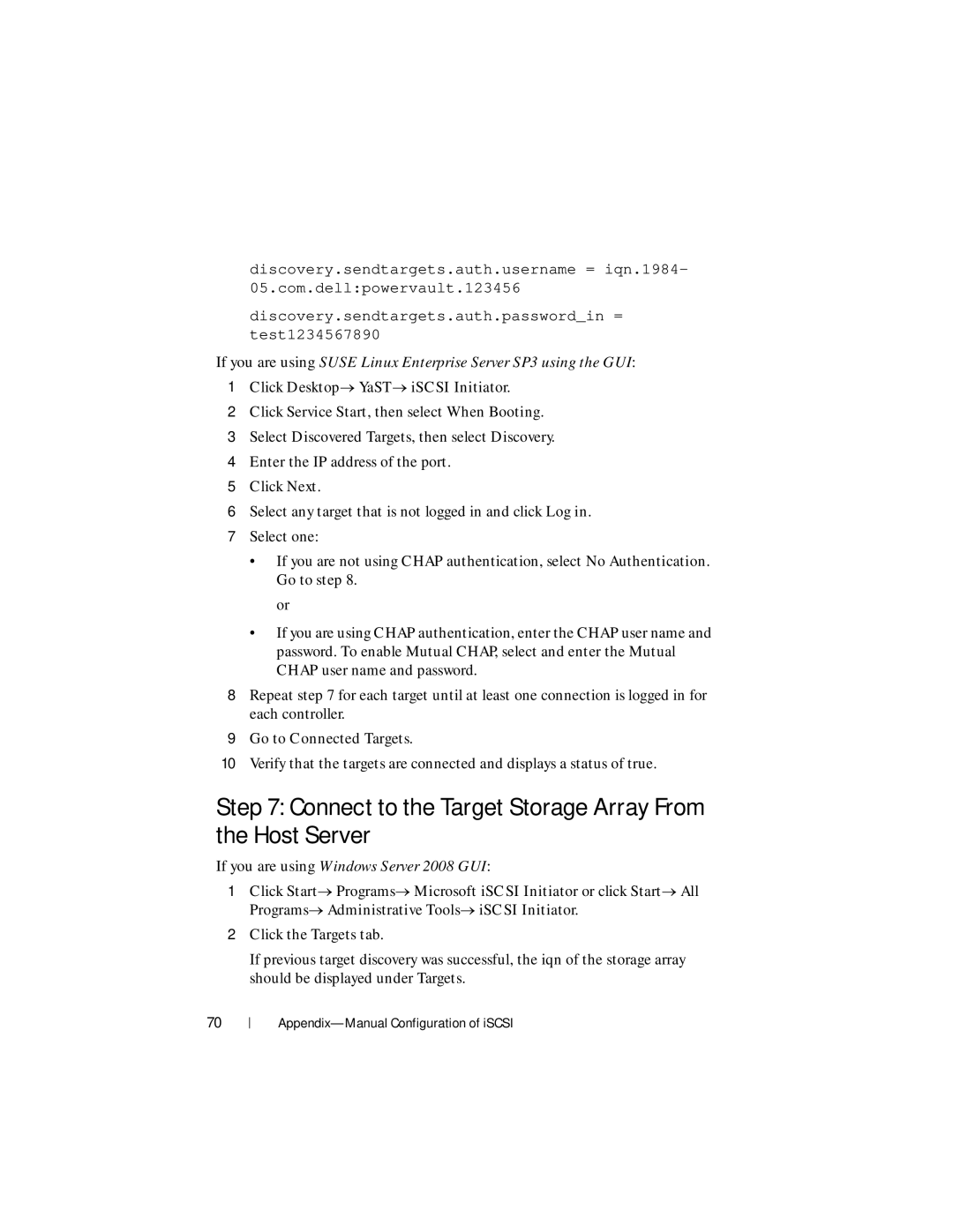 Dell MD3220i, MD3200i manual Connect to the Target Storage Array From the Host Server 