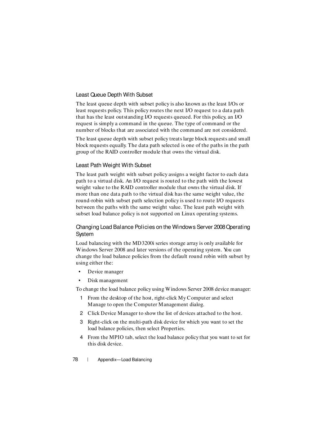 Dell MD3220i, MD3200i manual Least Queue Depth With Subset, Least Path Weight With Subset 