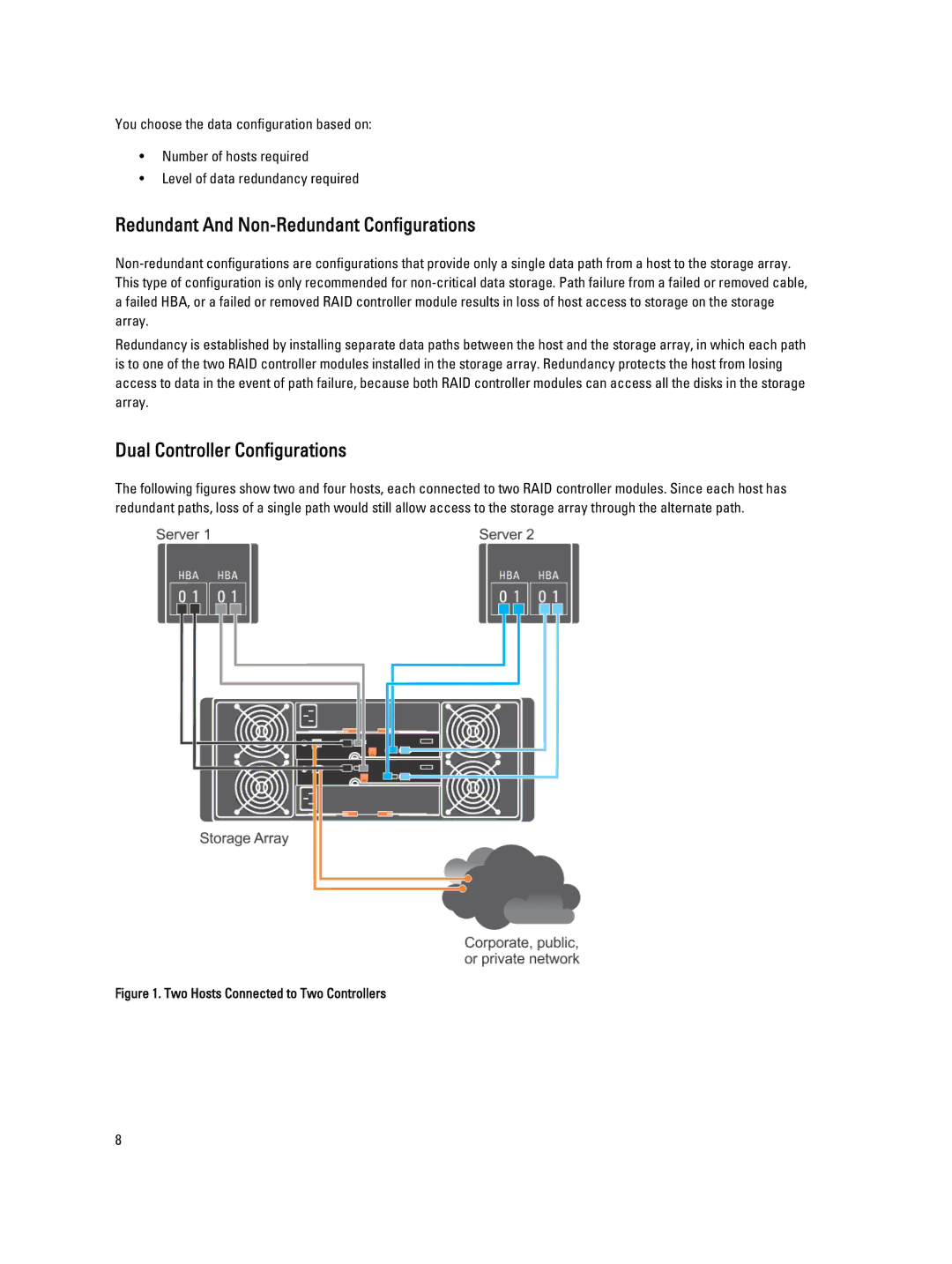 Dell MD3260 manual Redundant And Non-Redundant Configurations, Dual Controller Configurations 