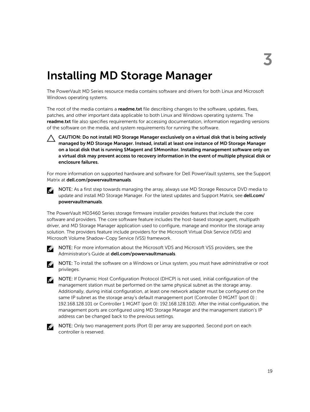 Dell MD3460 manual Installing MD Storage Manager 