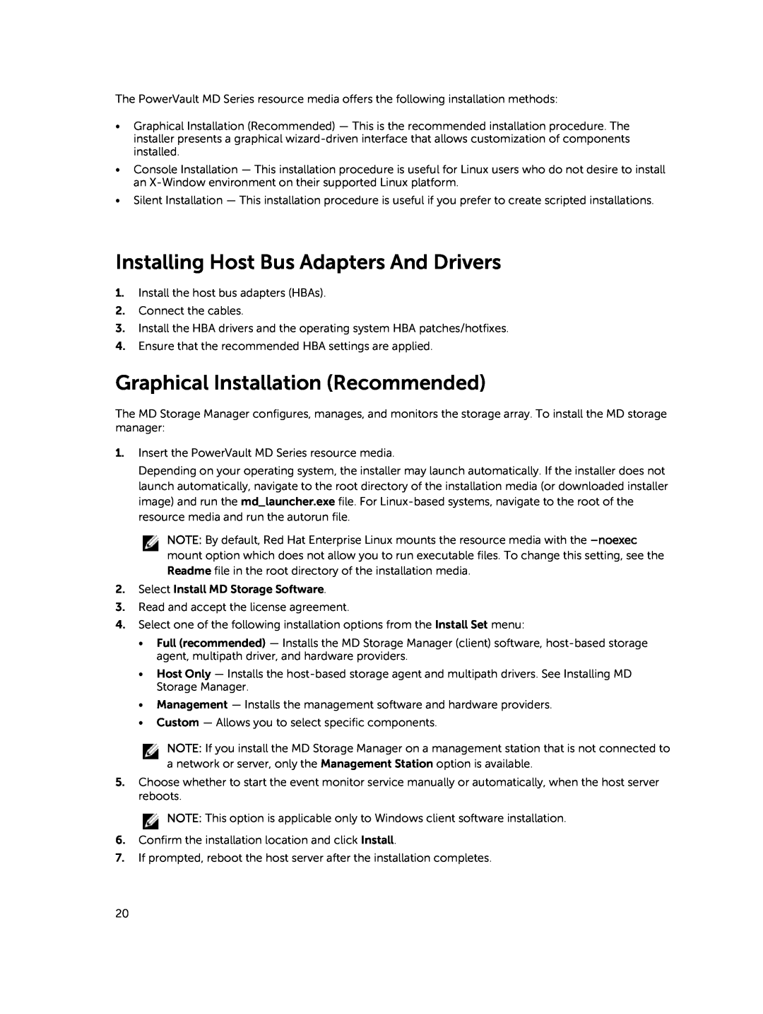 Dell MD3460 manual Installing Host Bus Adapters And Drivers, Graphical Installation Recommended 