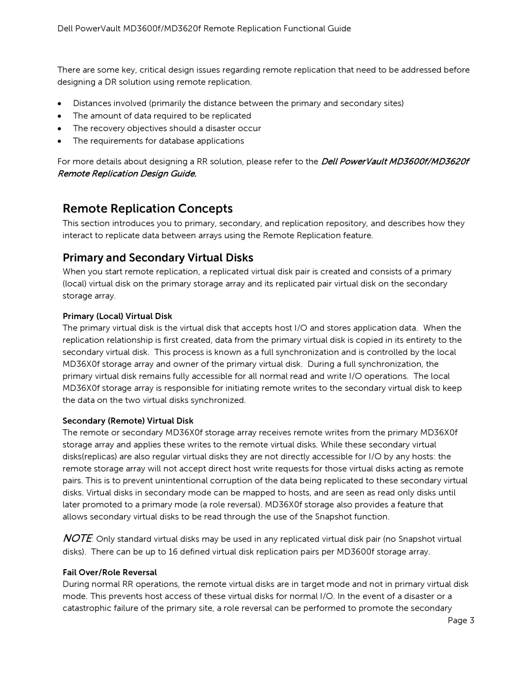 Dell MD3600f, MD3620F manual Remote Replication Concepts, Primary and Secondary Virtual Disks, Primary Local Virtual Disk 