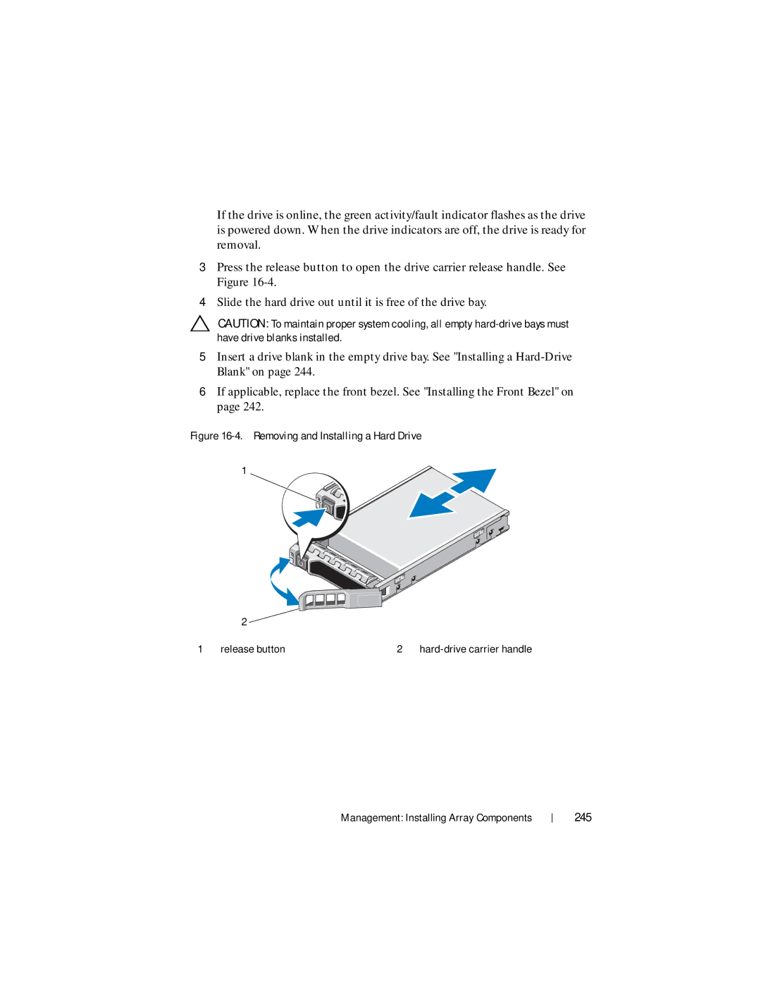 Dell MD3620F, MD3600f owner manual 245, Removing and Installing a Hard Drive 