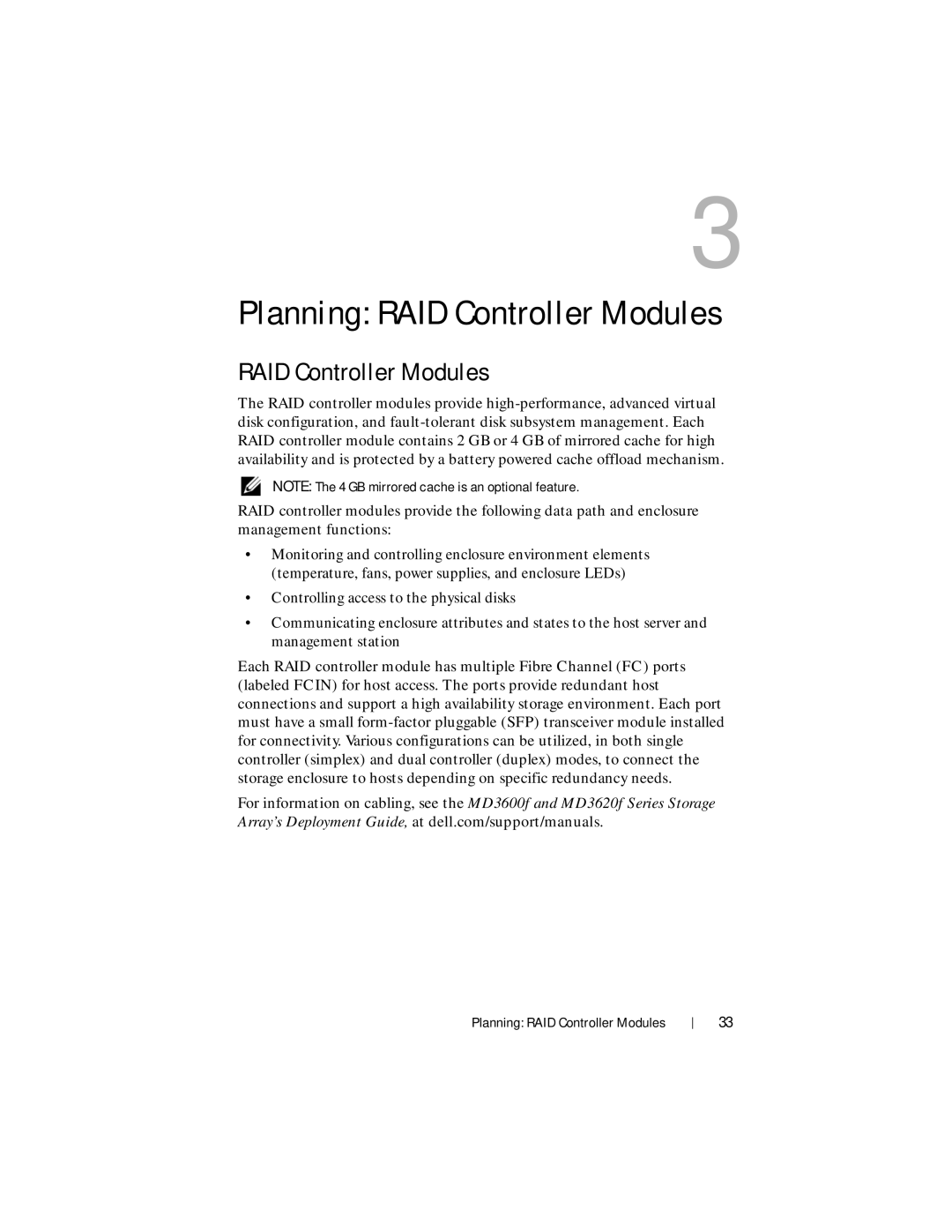 Dell MD3620F, MD3600f owner manual Planning RAID Controller Modules 