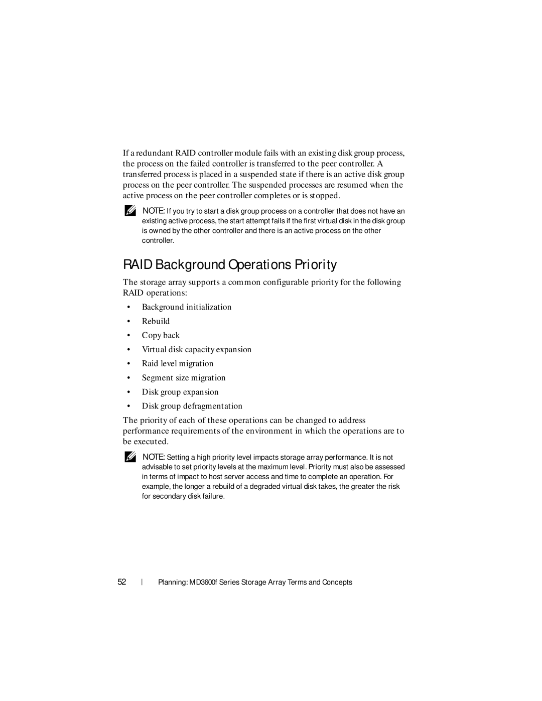 Dell MD3600f, MD3620F owner manual RAID Background Operations Priority 