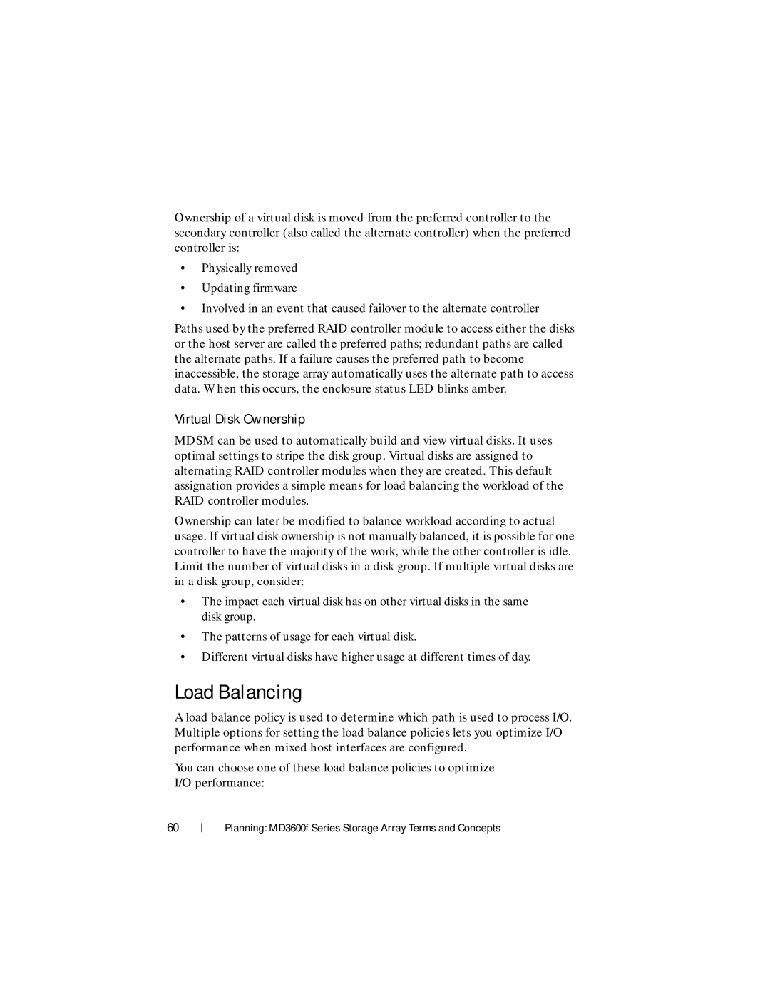 Dell MD3600f, MD3620F owner manual Load Balancing, Virtual Disk Ownership 