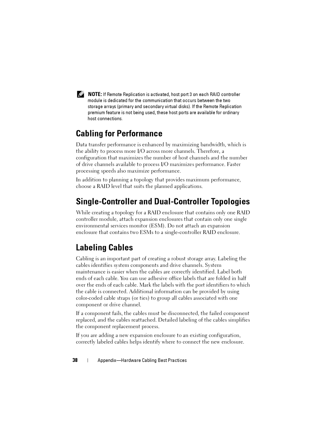 Dell MD3600f, MD3620F manual Cabling for Performance, Single-Controller and Dual-Controller Topologies, Labeling Cables 