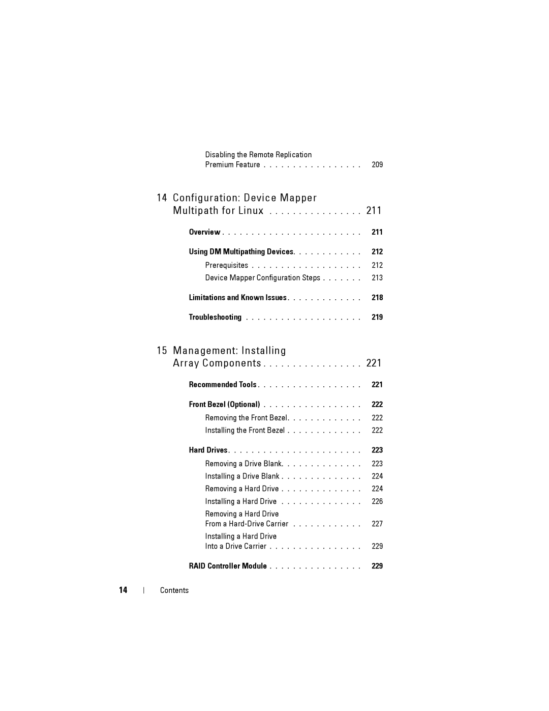 Dell MD3600f, MD3620F owner manual 211, Using DM Multipathing Devices 212, 219, 221, 222, 223, 229 