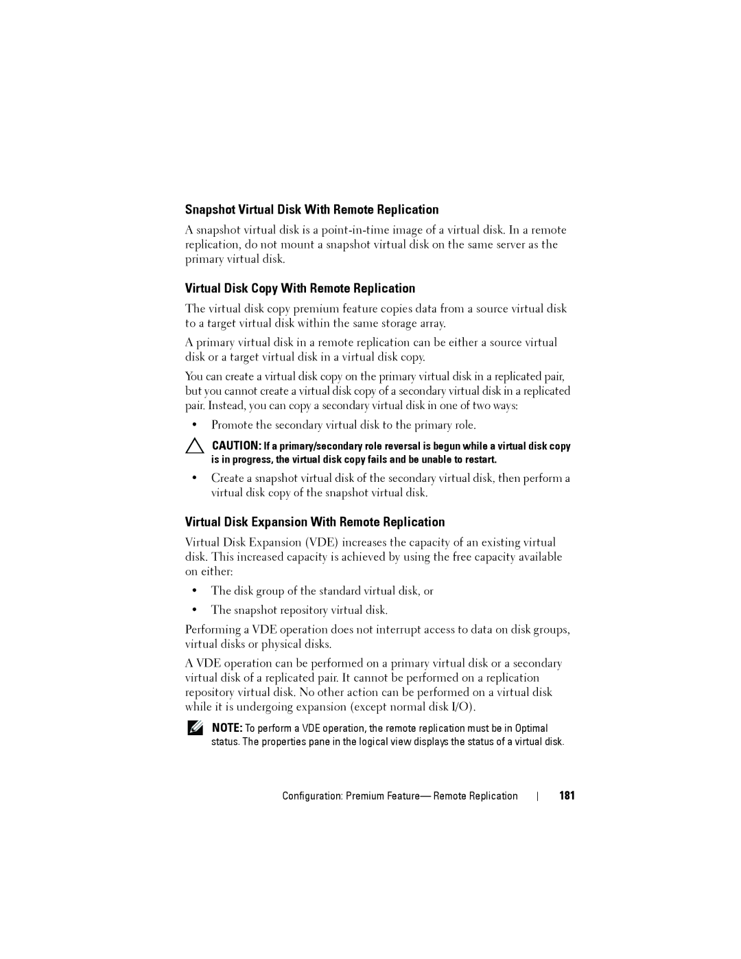 Dell MD3620F, MD3600f Snapshot Virtual Disk With Remote Replication, Virtual Disk Copy With Remote Replication, 181 