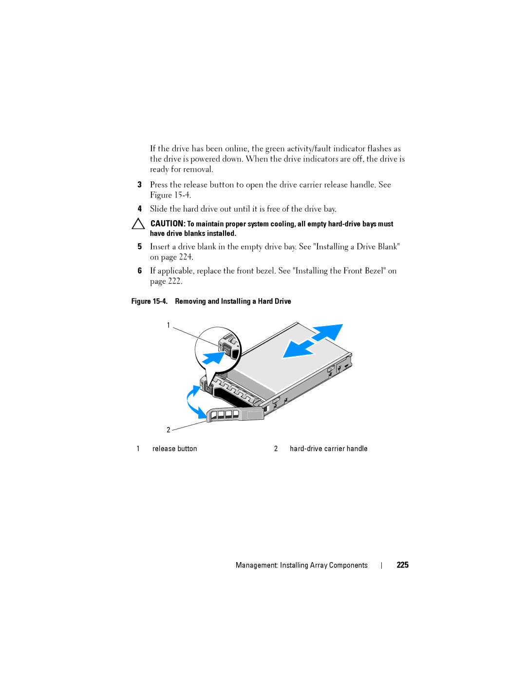 Dell MD3620F, MD3600f owner manual 225, Removing and Installing a Hard Drive 