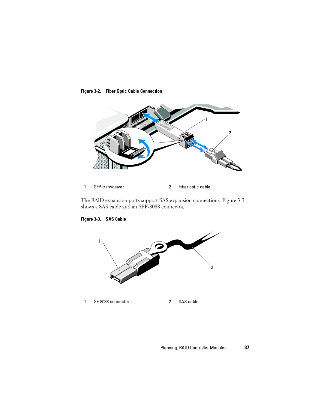 Dell MD3620F, MD3600f owner manual Fiber Optic Cable Connection 