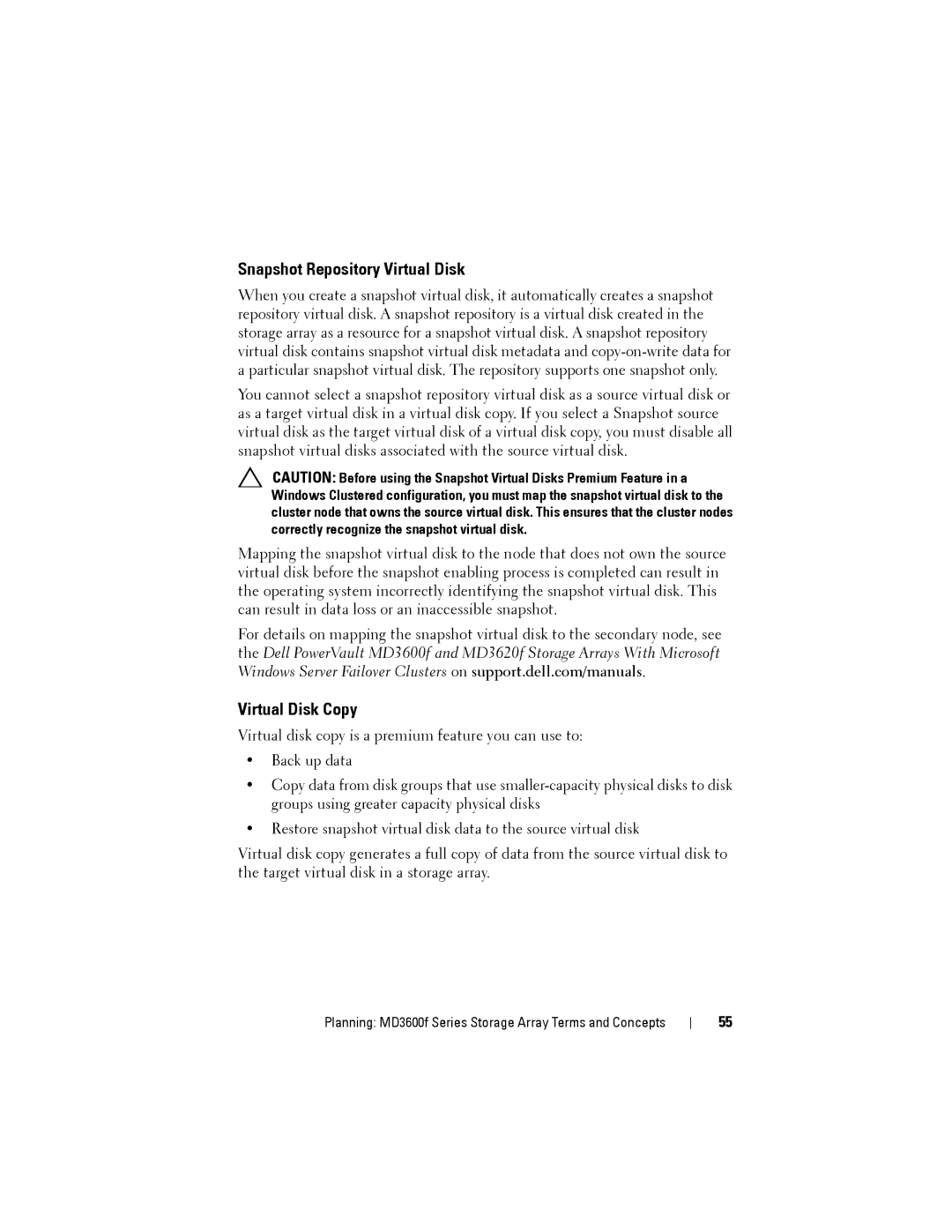 Dell MD3620F, MD3600f owner manual Snapshot Repository Virtual Disk, Virtual Disk Copy 