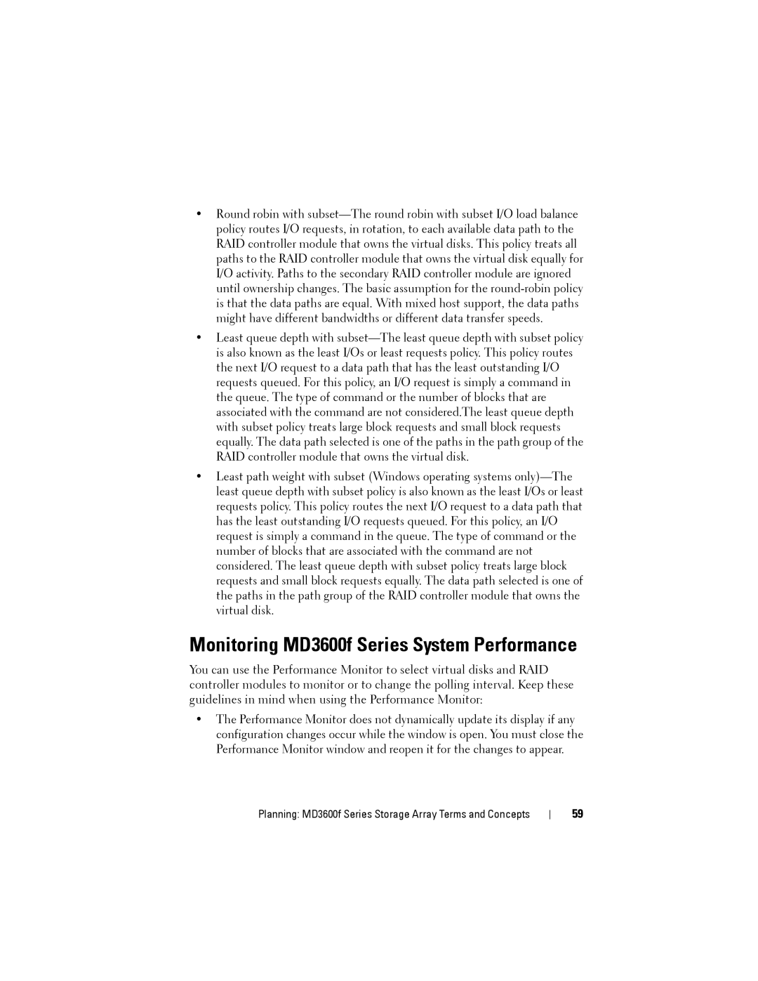 Dell MD3620F owner manual Monitoring MD3600f Series System Performance 