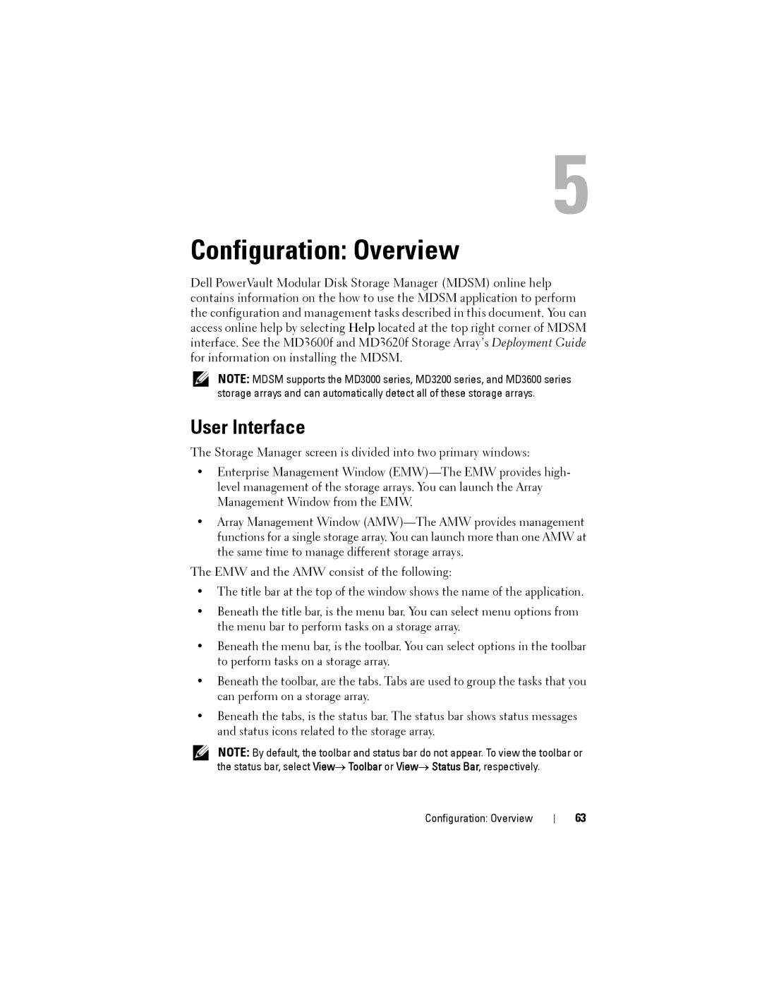 Dell MD3620F, MD3600f owner manual Configuration Overview, User Interface 