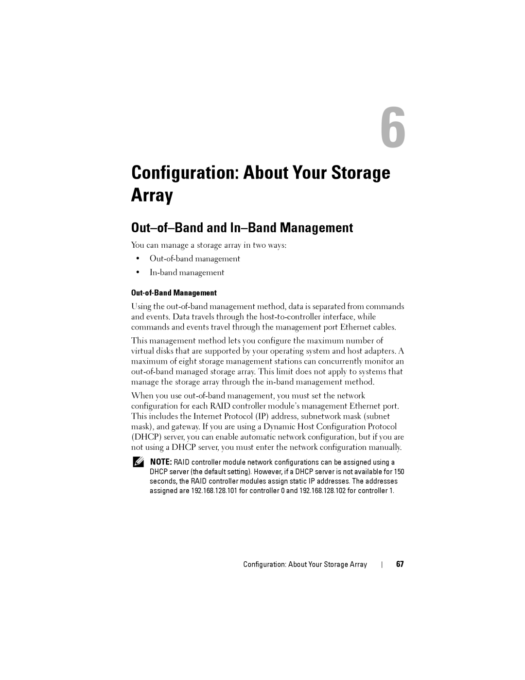 Dell MD3620F, MD3600f owner manual Out-of-Band and In-Band Management, Out-of-Band Management 