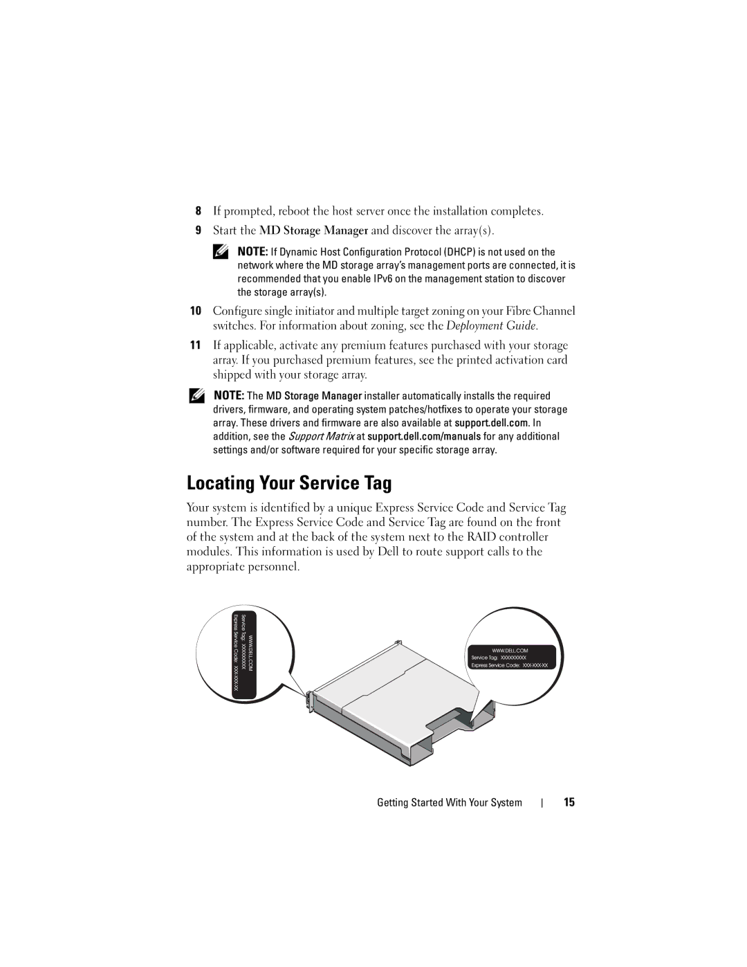 Dell MD3620F, MD3600f manual Locating Your Service Tag 