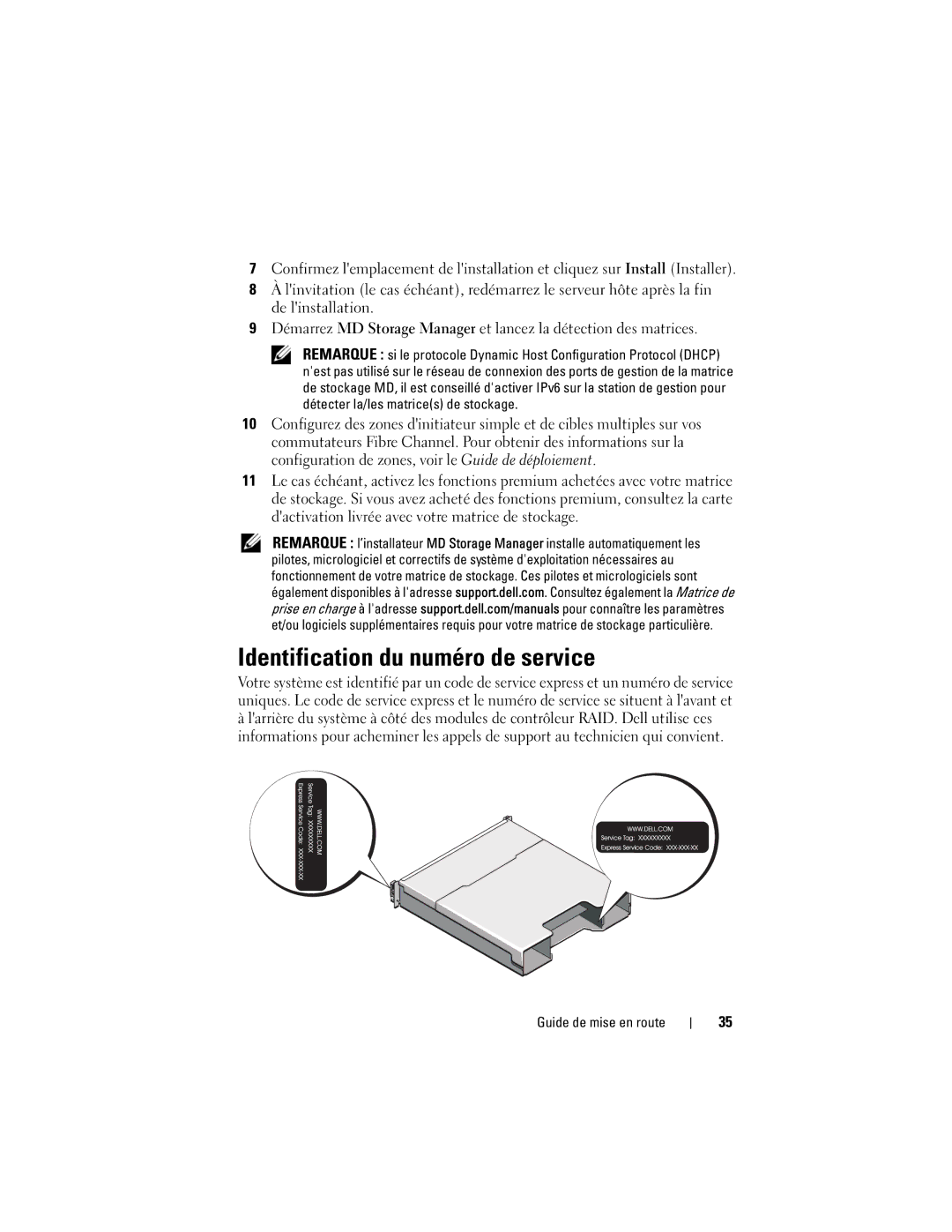 Dell MD3620F, MD3600f manual Identification du numéro de service 