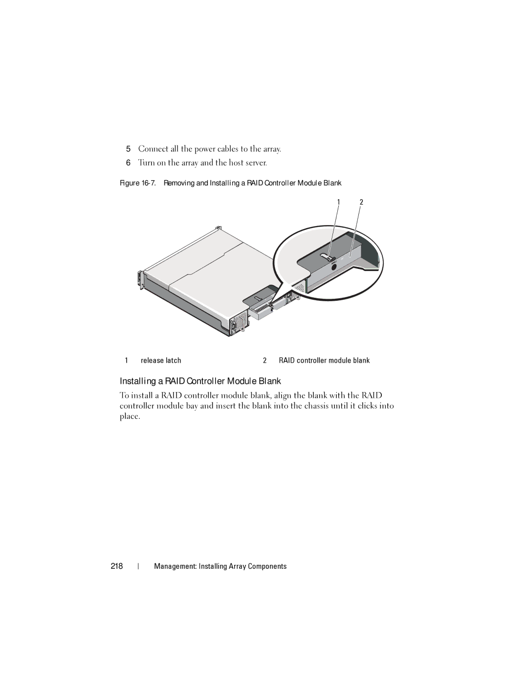 Dell MD3620I, MD3600I owner manual Installing a RAID Controller Module Blank, 218 