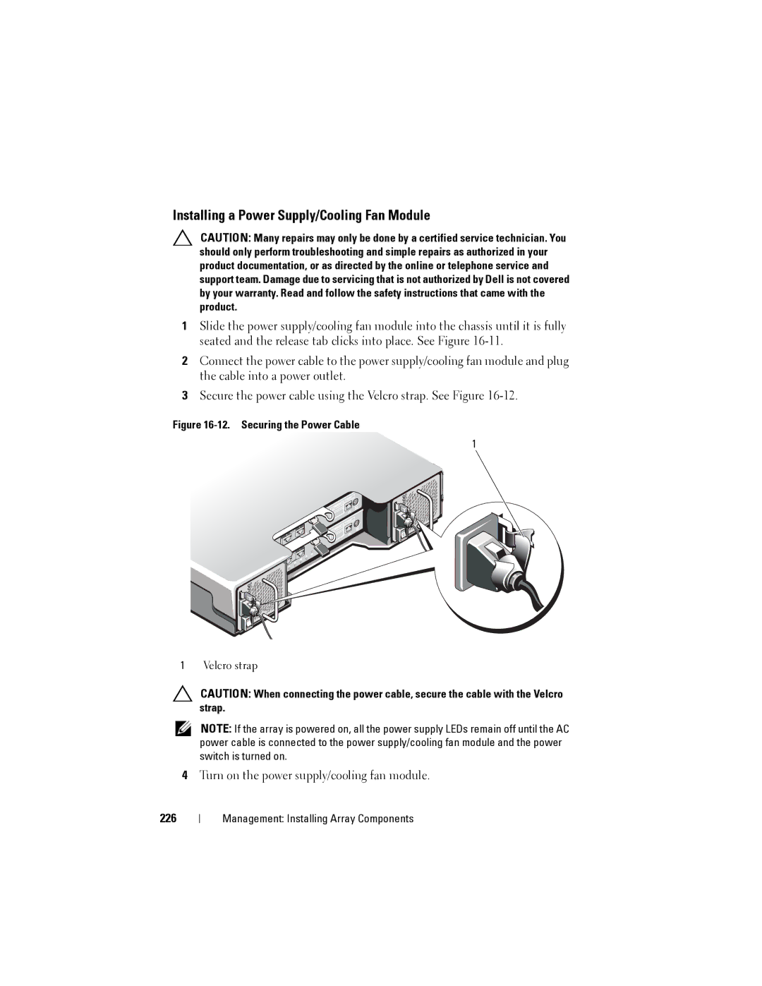 Dell MD3620I, MD3600I owner manual Installing a Power Supply/Cooling Fan Module, 226 