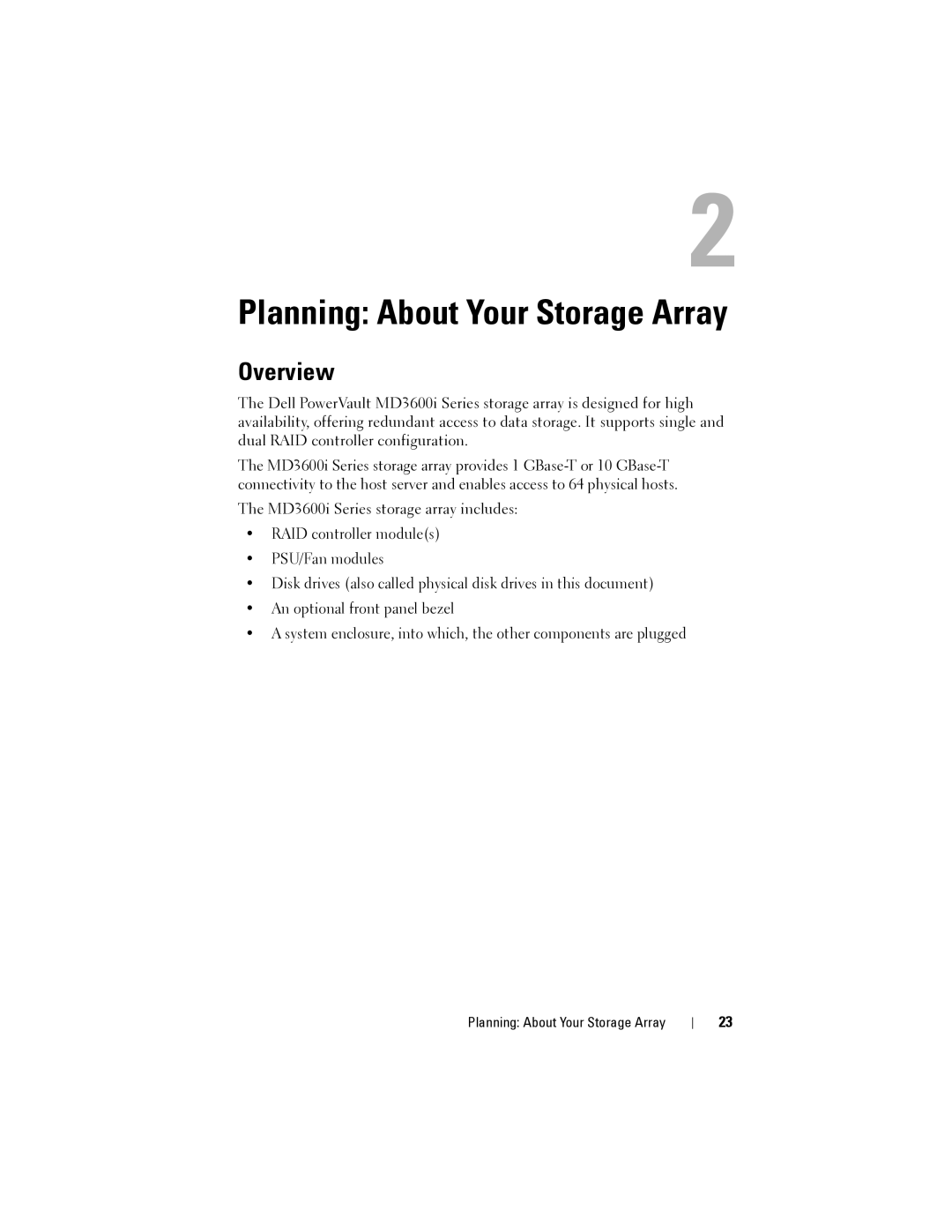 Dell MD3600I, MD3620I owner manual Planning About Your Storage Array, Overview 