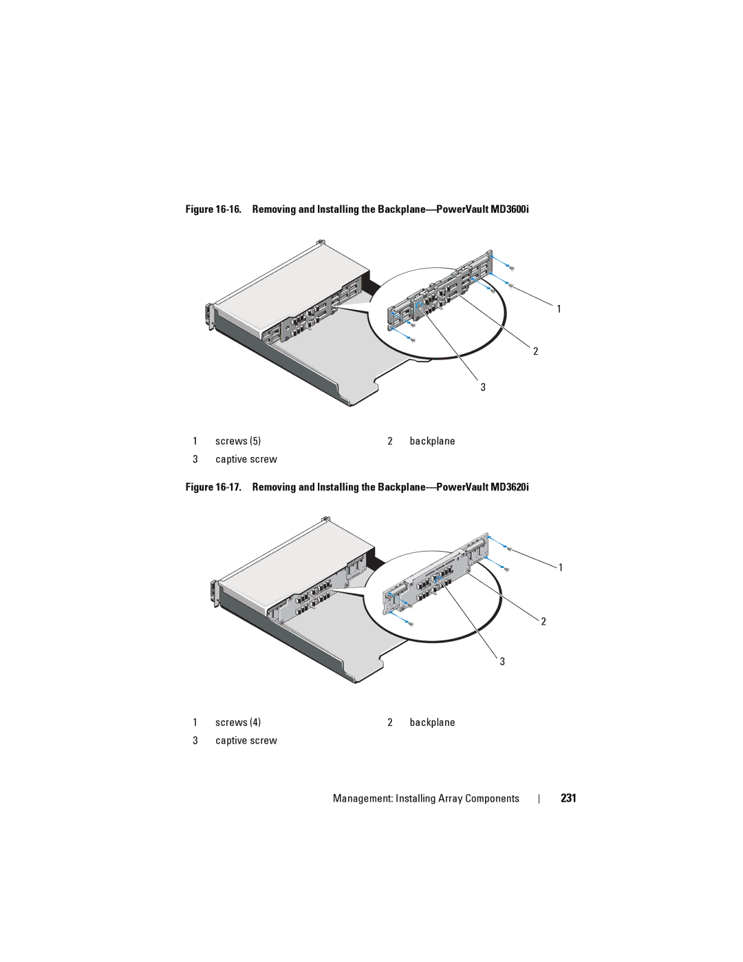 Dell MD3600I, MD3620I owner manual Removing and Installing the Backplane-PowerVault MD3600i 