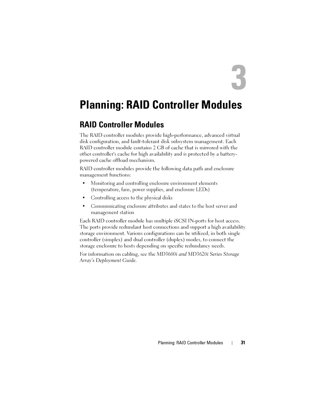 Dell MD3600I, MD3620I owner manual Planning RAID Controller Modules 