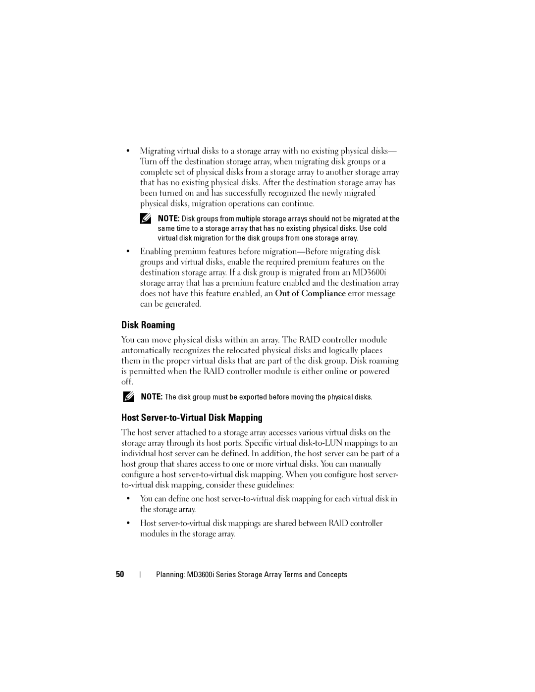 Dell MD3620I, MD3600I owner manual Disk Roaming, Host Server-to-Virtual Disk Mapping 