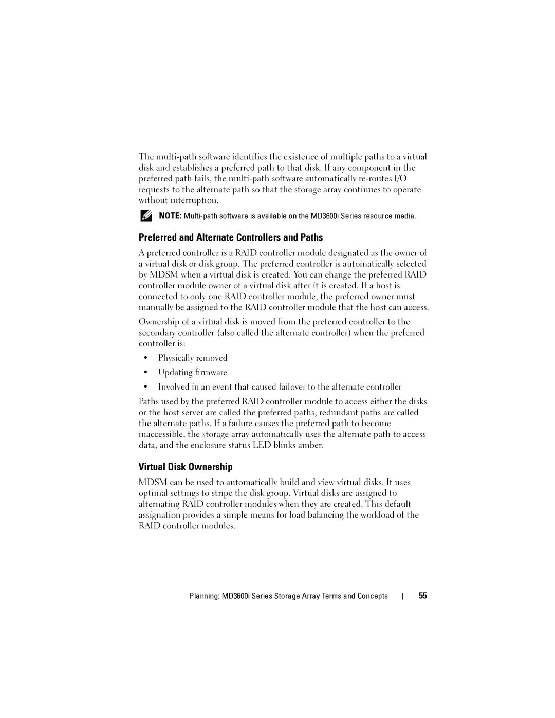 Dell MD3600I, MD3620I owner manual Preferred and Alternate Controllers and Paths, Virtual Disk Ownership 