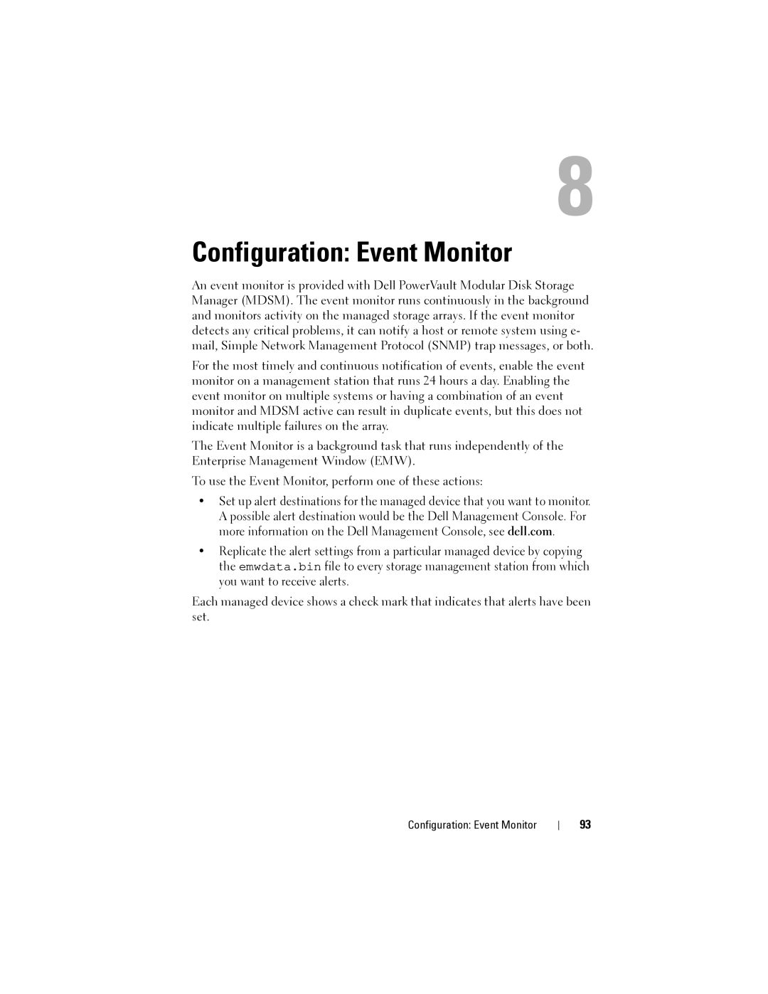 Dell MD3600I, MD3620I owner manual Configuration Event Monitor 