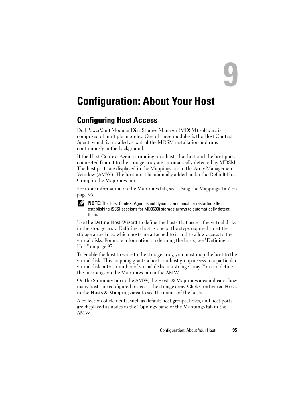 Dell MD3600I, MD3620I owner manual Configuration About Your Host, Configuring Host Access 