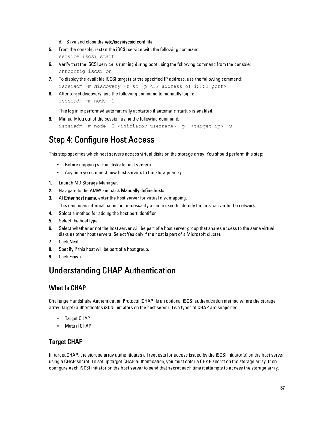 Dell MD3660I manual Configure Host Access, Understanding Chap Authentication, What Is Chap, Target Chap 