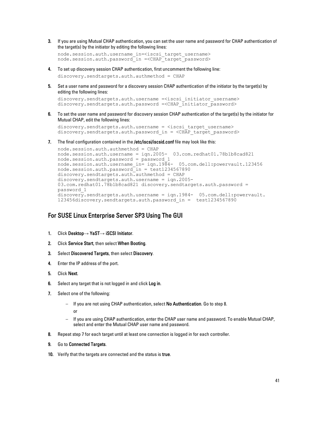 Dell MD3660I manual For Suse Linux Enterprise Server SP3 Using The GUI, Go to Connected Targets 