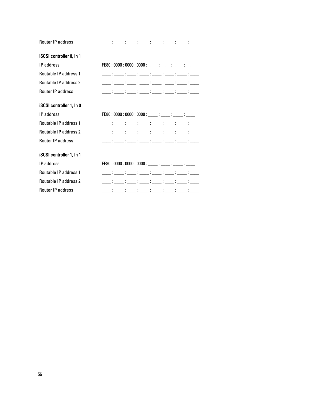 Dell MD3660I manual ISCSI controller 1 