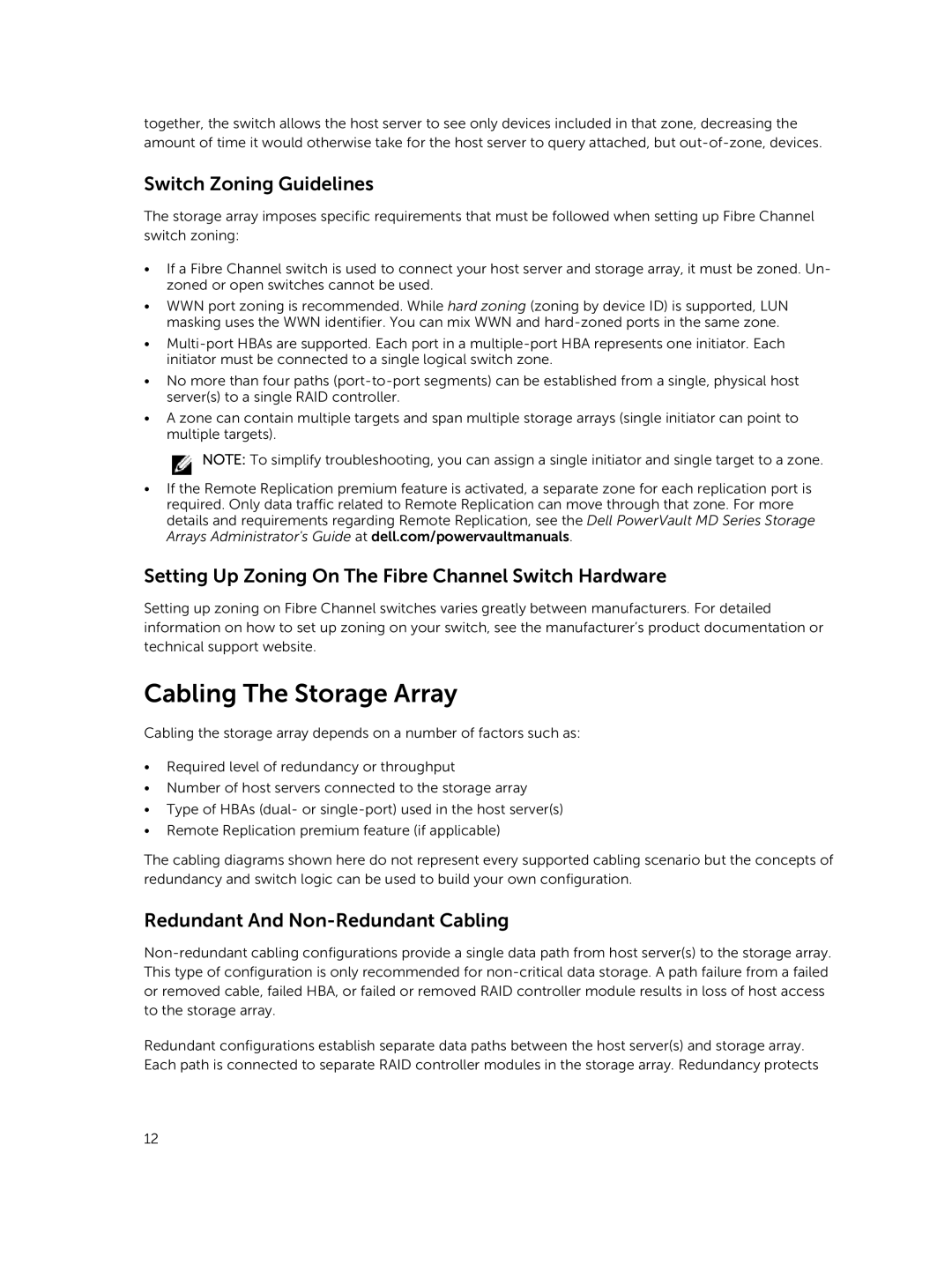 Dell MD3820f Cabling The Storage Array, Switch Zoning Guidelines, Setting Up Zoning On The Fibre Channel Switch Hardware 